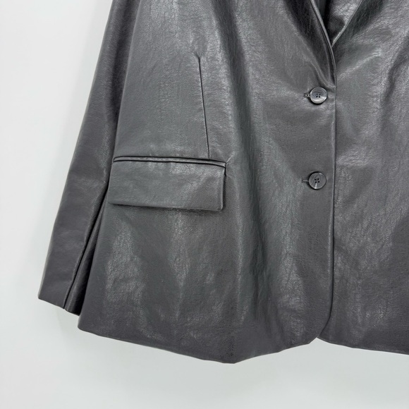 Urban Outfitters Jules Fuax Leather Oversized Blazer Jacket in Black Size S - Picture 5 of 11